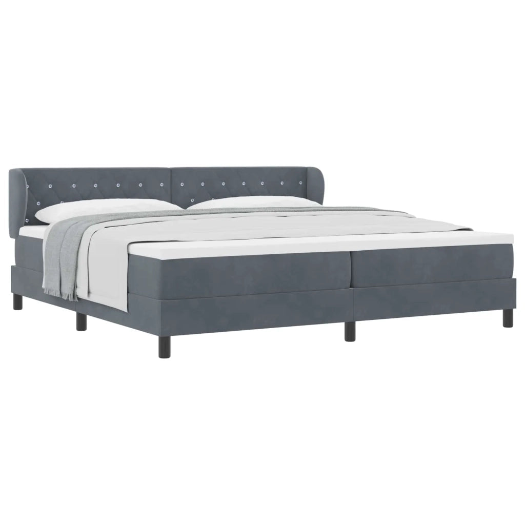 Letto a molle con materasso Grigio scuro 200 x 200 cm Velluto 3340353
