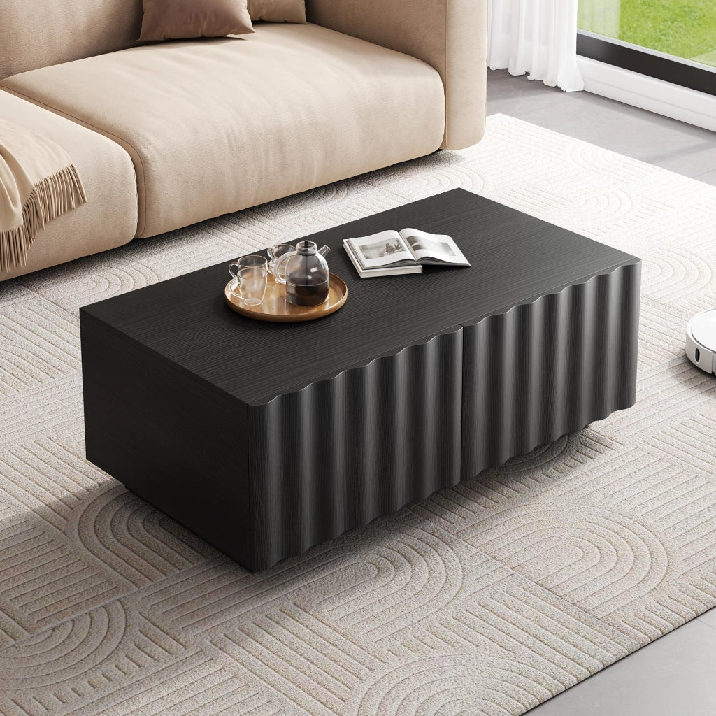 Tavolino da Caff¨¨ con Due Cassetti e Piano Ondulato ¨C MINIMAL ¨C Moderno, Soggiorno