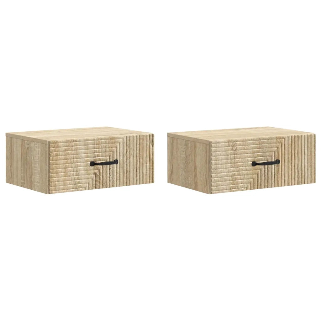 Mobiletto da notte a muro 2 pcs Rovere Sonoma 49 x 34,5 x 20 cm