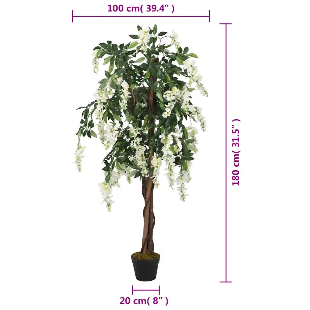 Glicine Artificiale 1260 Foglie 180 cm Verde e Bianco CFW4444196