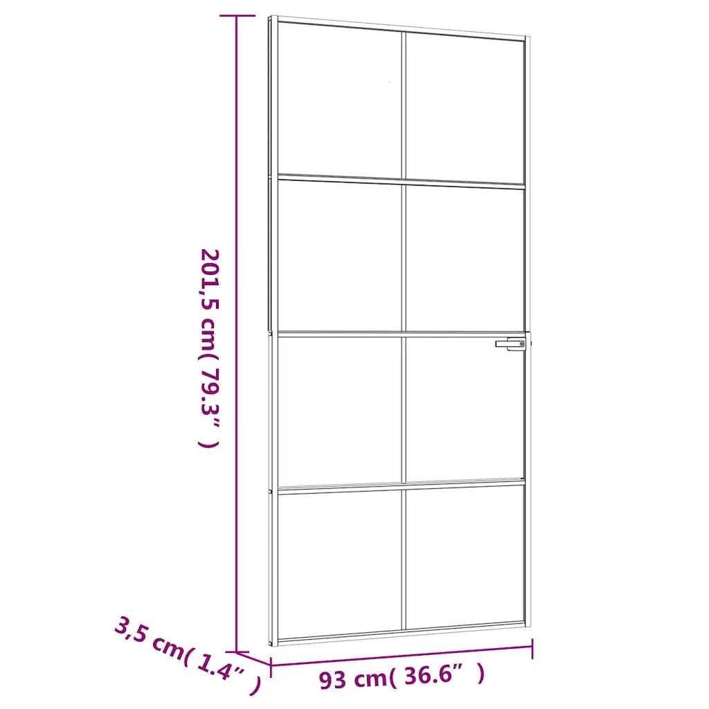Porta Interna Bianca 93x201,5cm Vetro Temperato Alluminio Slim 153672