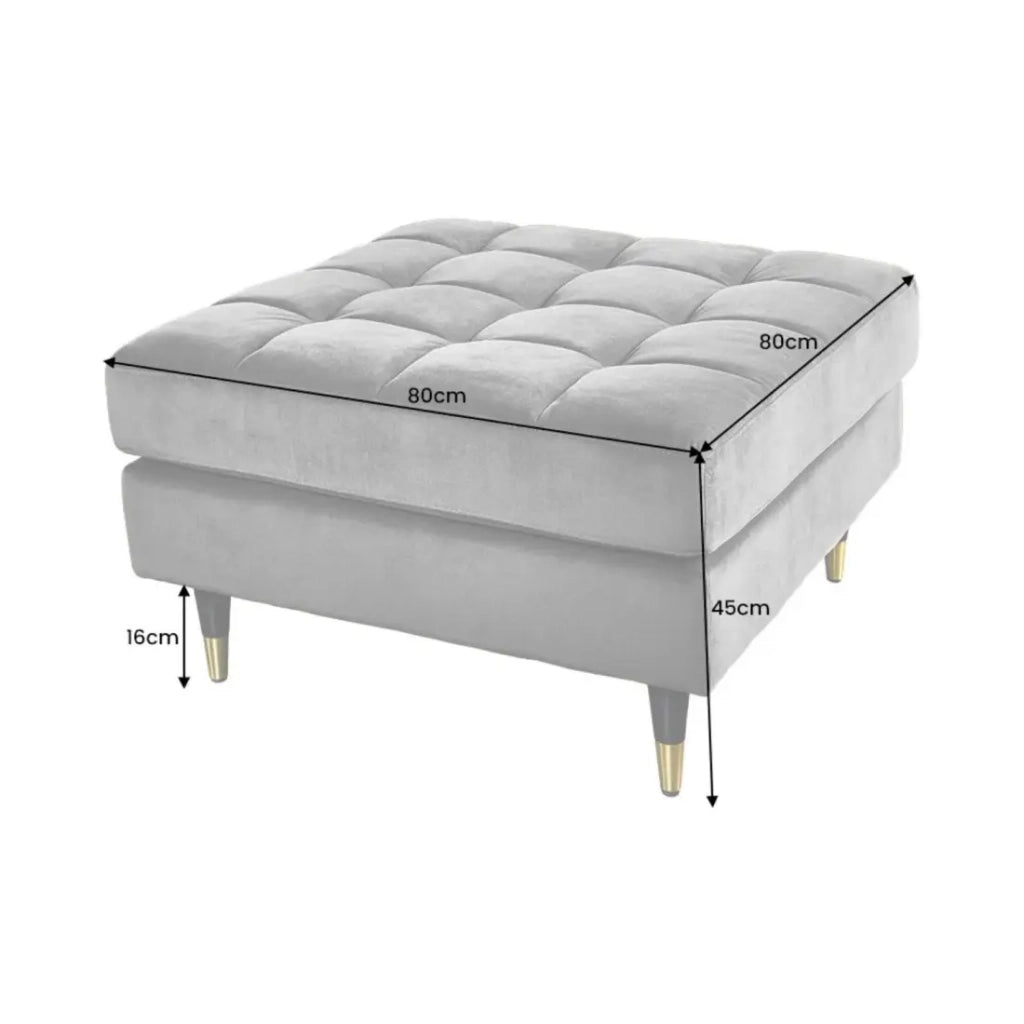 Divano ad angolo reversibile KOLIRI giallo – Divano design in velluto con pouf abbinato