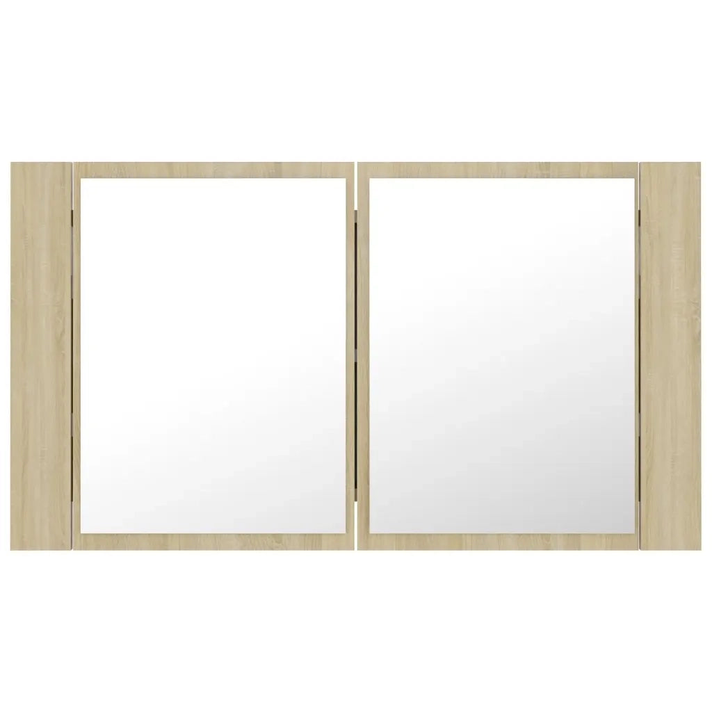 Armadietto a Specchio con Luci LED-Mobile con specchio Rovere Sonoma in Acrilico 390558