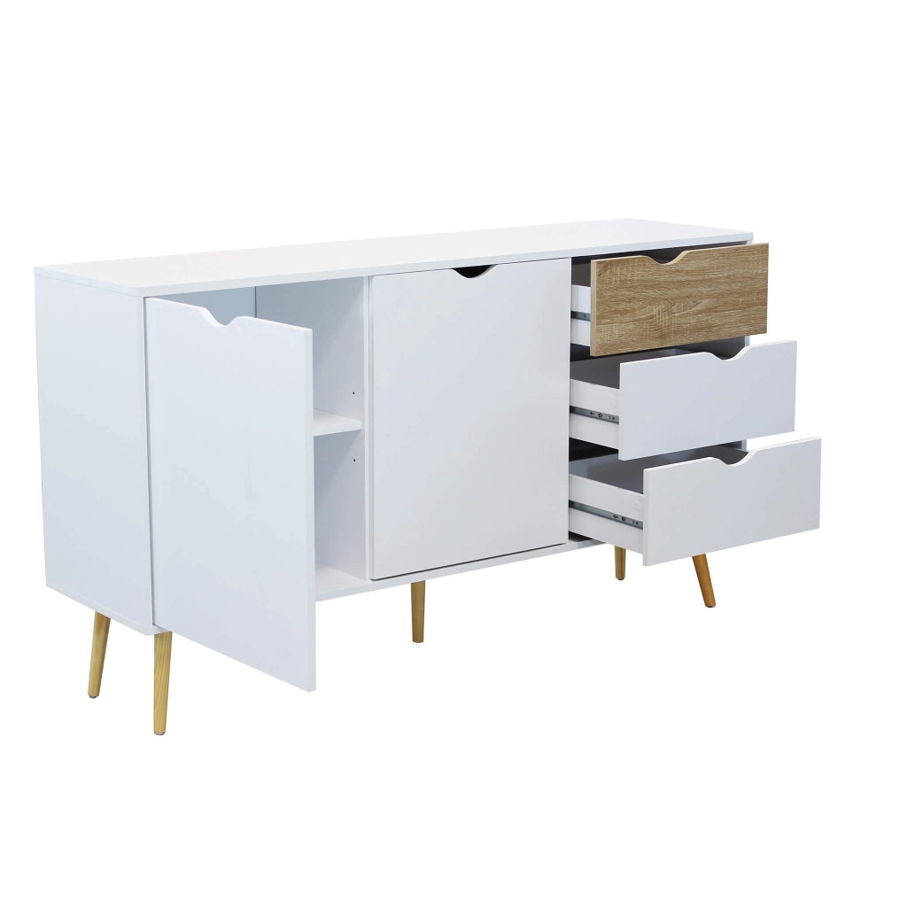 MOBILE BRADLEY IN LEGNO NATURALE CON 2 ANTE 3 CASSETTI 147 X 39 X H82 CM