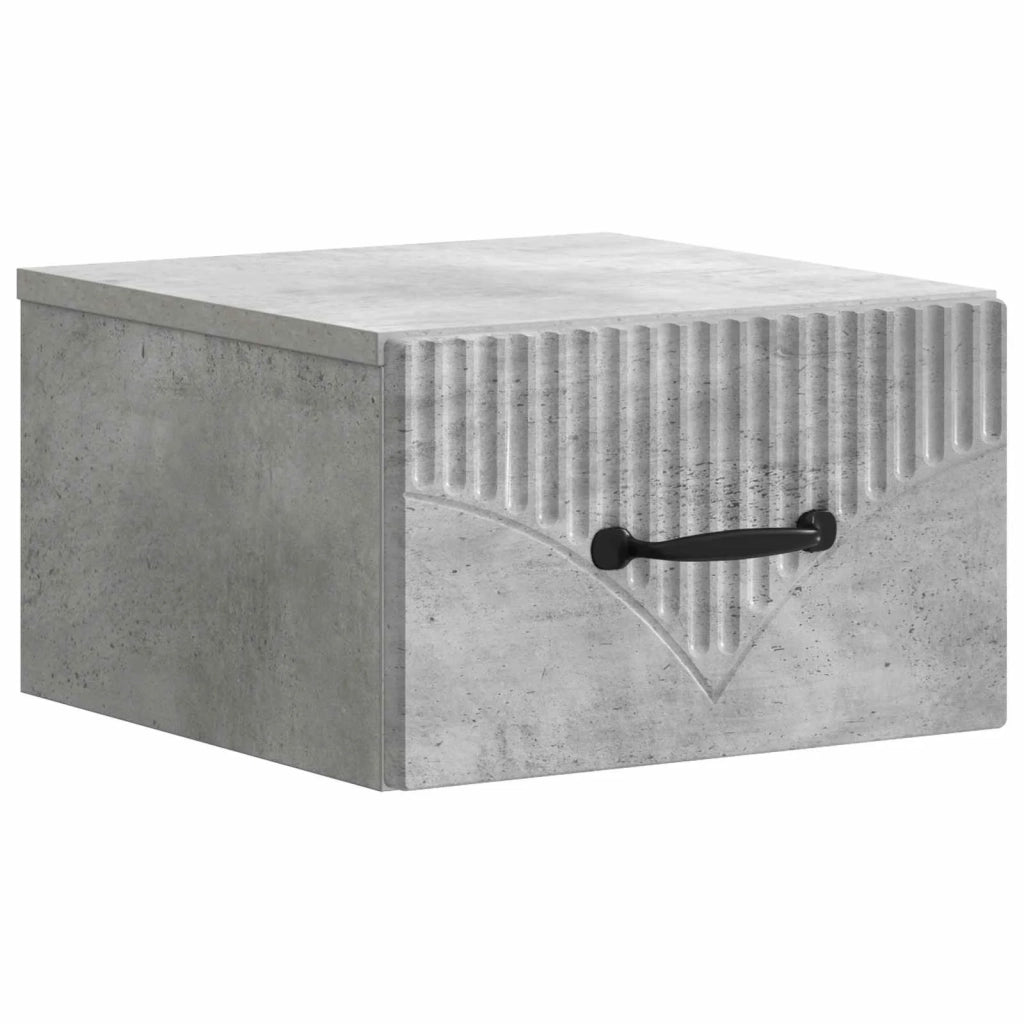 Mobiletto da notte a muro con cassetto 2 pcs Grigio Cemento