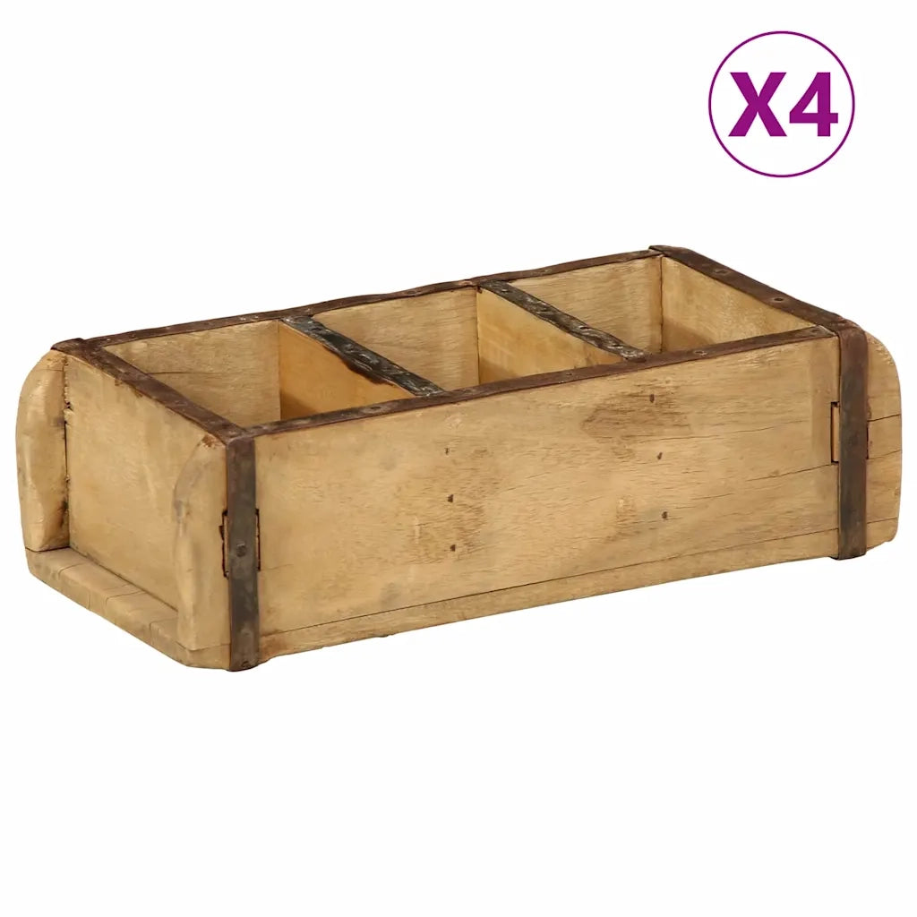 Vassoio 4 pcs Marrone 30 x 14 x 9 cm Legno Recuperato Massello 4019613