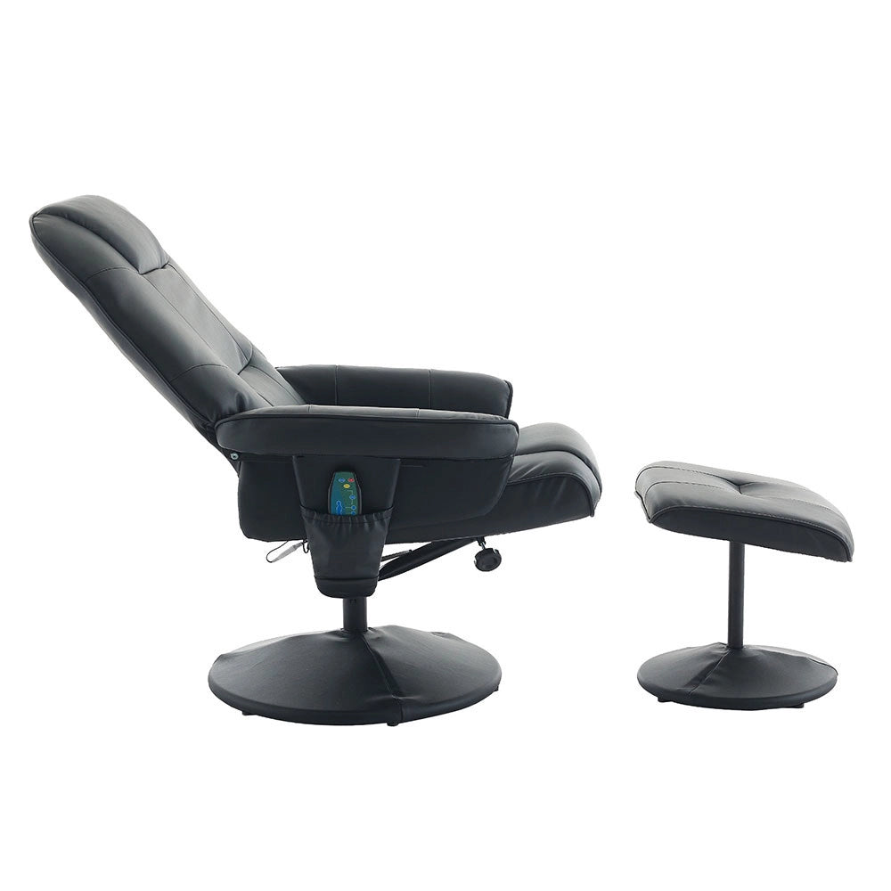 Poltrona massage - Xylo - riscaldamento PU girevole 360° con poggiapiedi nero
