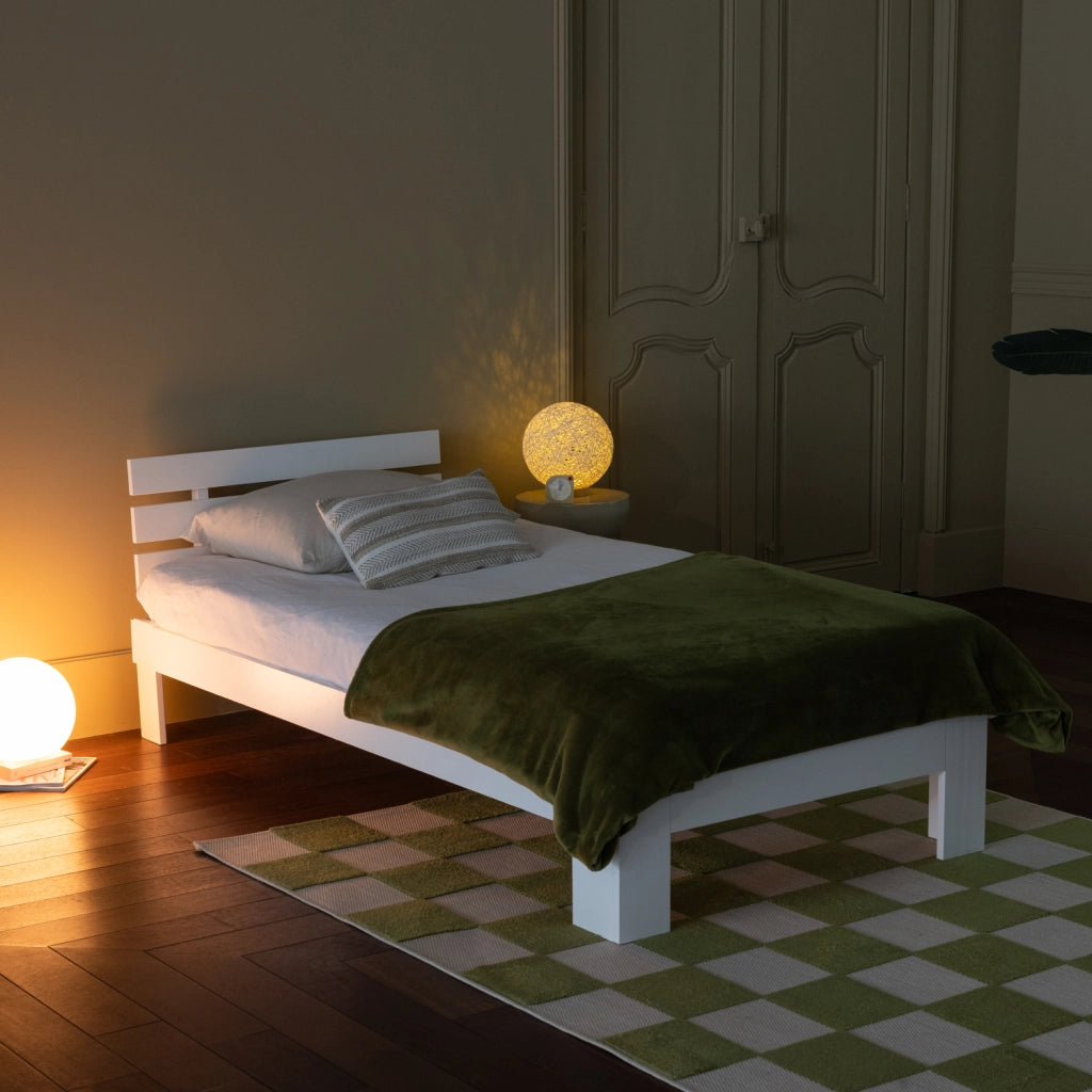 Letto in legno con testiera 90x190cm bianco FINN