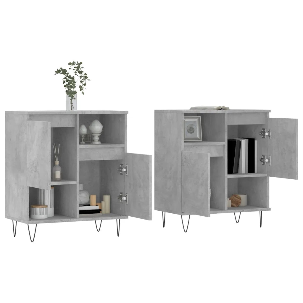 Credenze 2 pz | Madia | Buffet da pranzo | Armadio da pranzo Grigio Cemento in Legno Multistrato