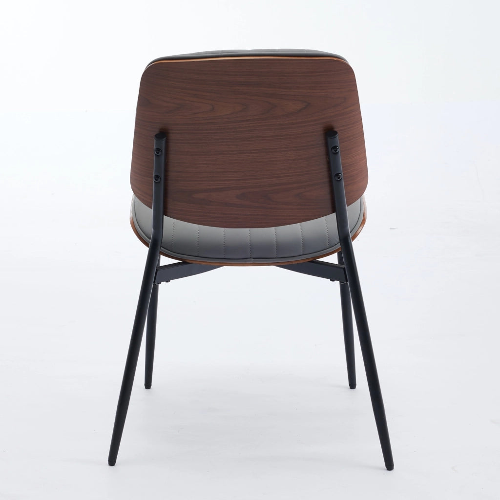 Sedia da pranzo 71.0x53.0x30.0 cm con schienale ergonomico in legno curvato e PU grigio