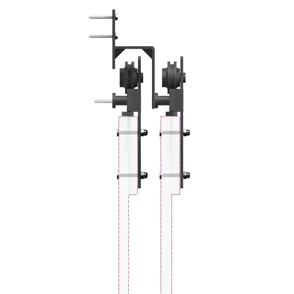 Kit di Binari per Porte Scorrevoli 366 cm Acciaio Nero CFW2619595