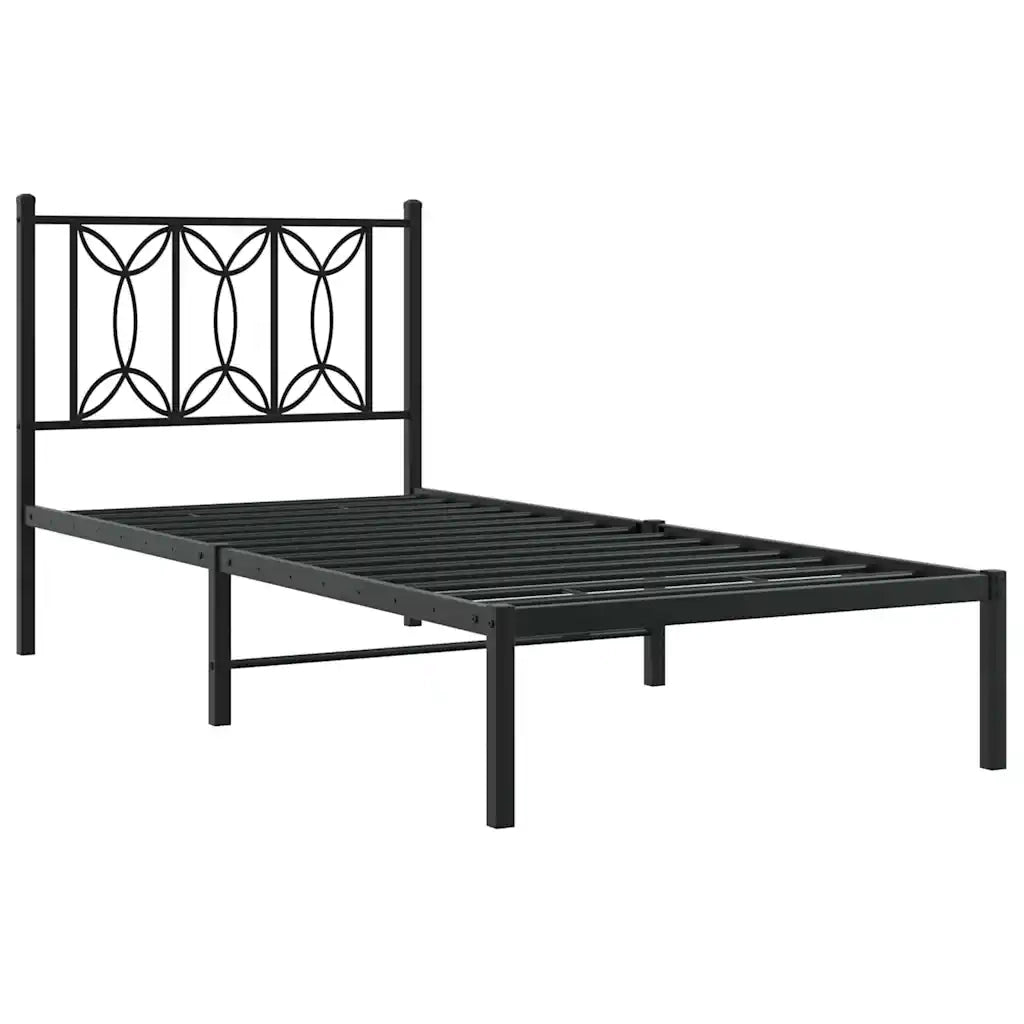 Giroletto con Testiera-Struttura Letto con testiera in Metallo Nero 90x190 cm 999746