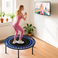 Trampolino Elastico Fitness Ø114x31 cm a 36 Corde in Acciaio e PP Blu