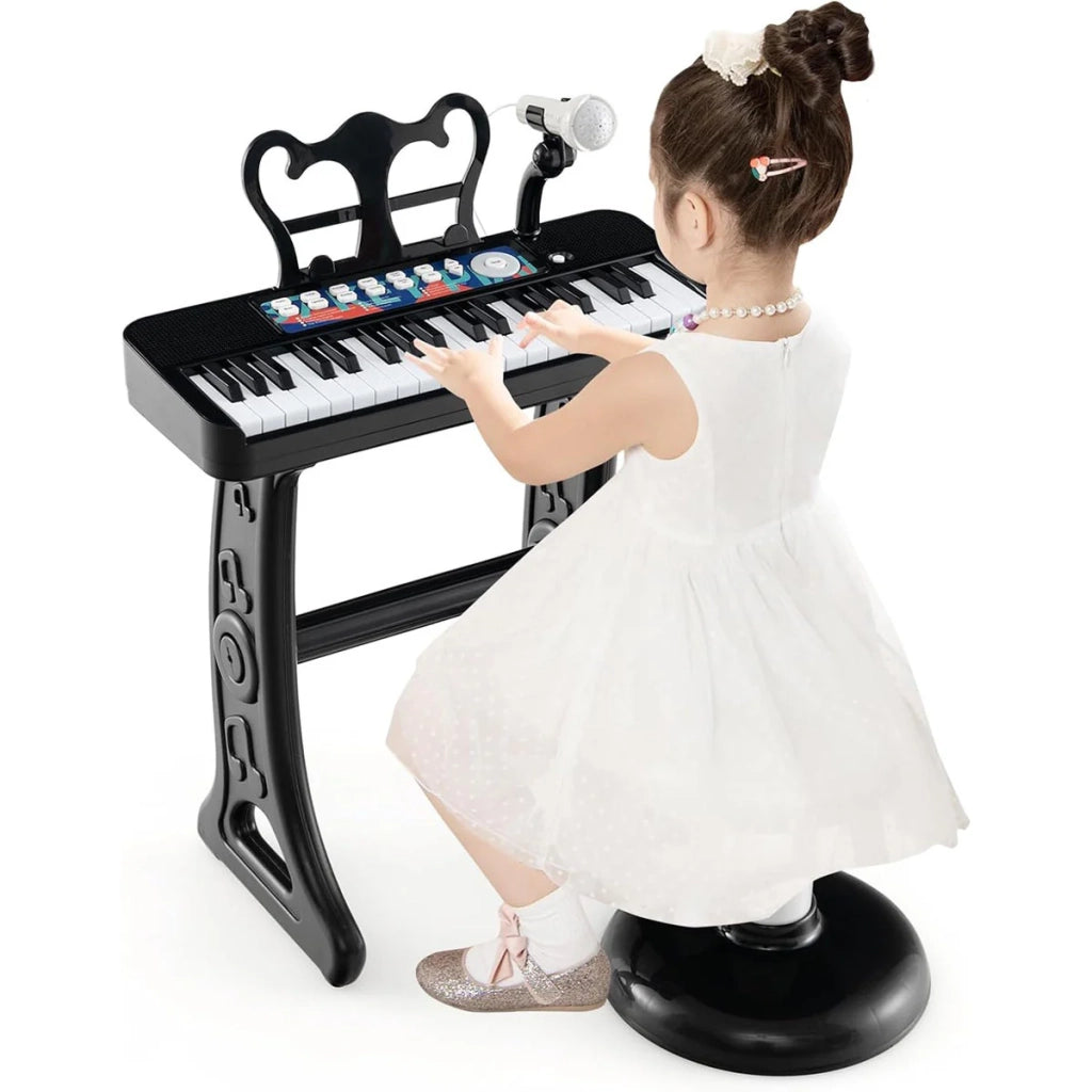 Pianoforte giocattolo elettronico a 37 tasti 41 x 23 x 46 cm con microfono rimovibile e modalità di gioco educativo PP nero 20_0017432
