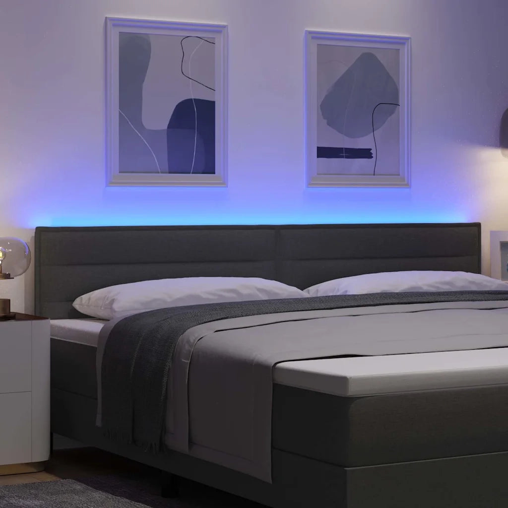 Testiera LED con strisce LED Grigio scuro 200 cm Tessuto 3338007
