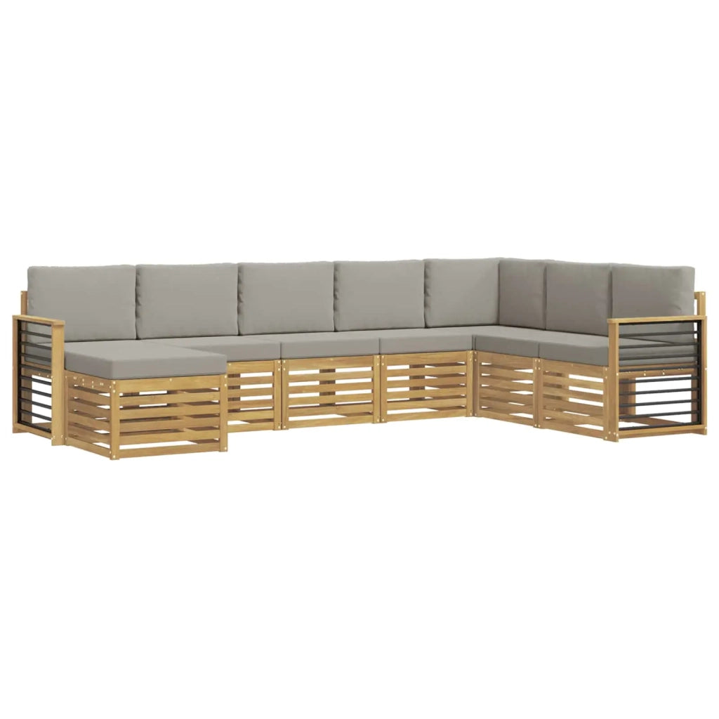 Set di divani da esterno 8 pcs Bianco e Grigio Chiaro