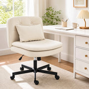 Sedia da ufficio senza braccioli in ecopelle beige