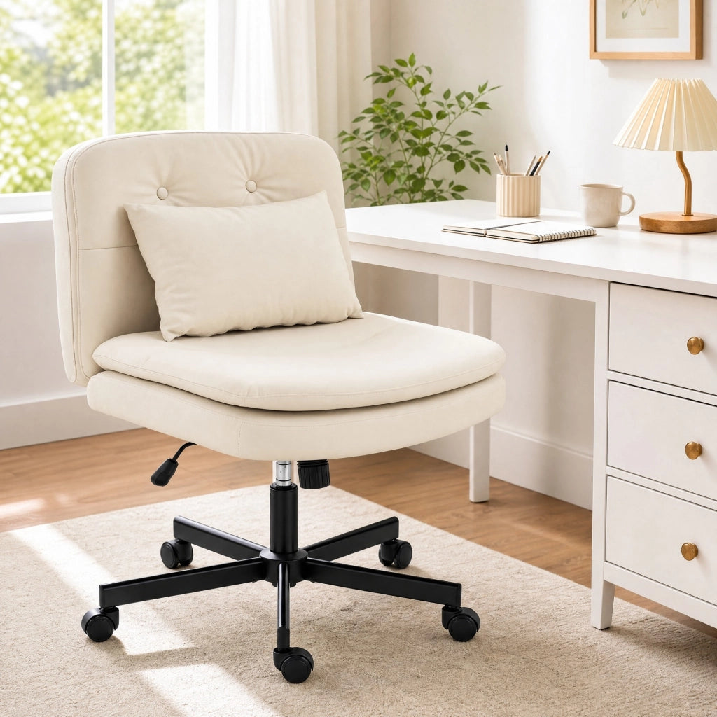 Sedia da ufficio senza braccioli in ecopelle beige