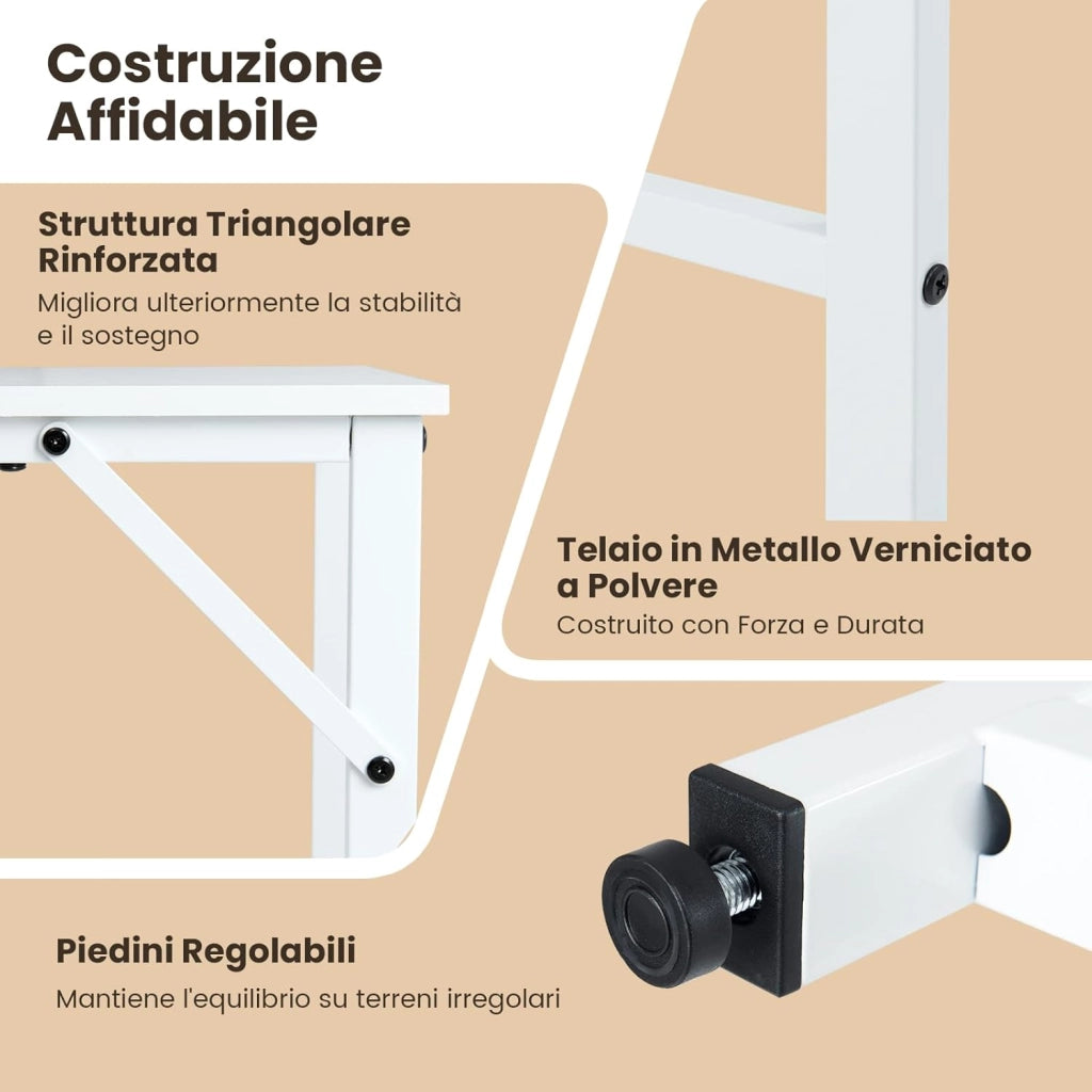 Scrivania Angolare Salvaspazio con Stazione di Ricarica e Ripiani Aperti, Scrivania ad Angolo in Legno con Struttura Metallica, Scrittoio per Computer per Soggiorno, Studio e Ufficio