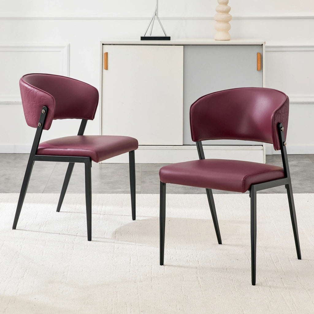 Set 2 sedie da pranzo 78 cm rosse in similpelle e metallo per cucina moderna