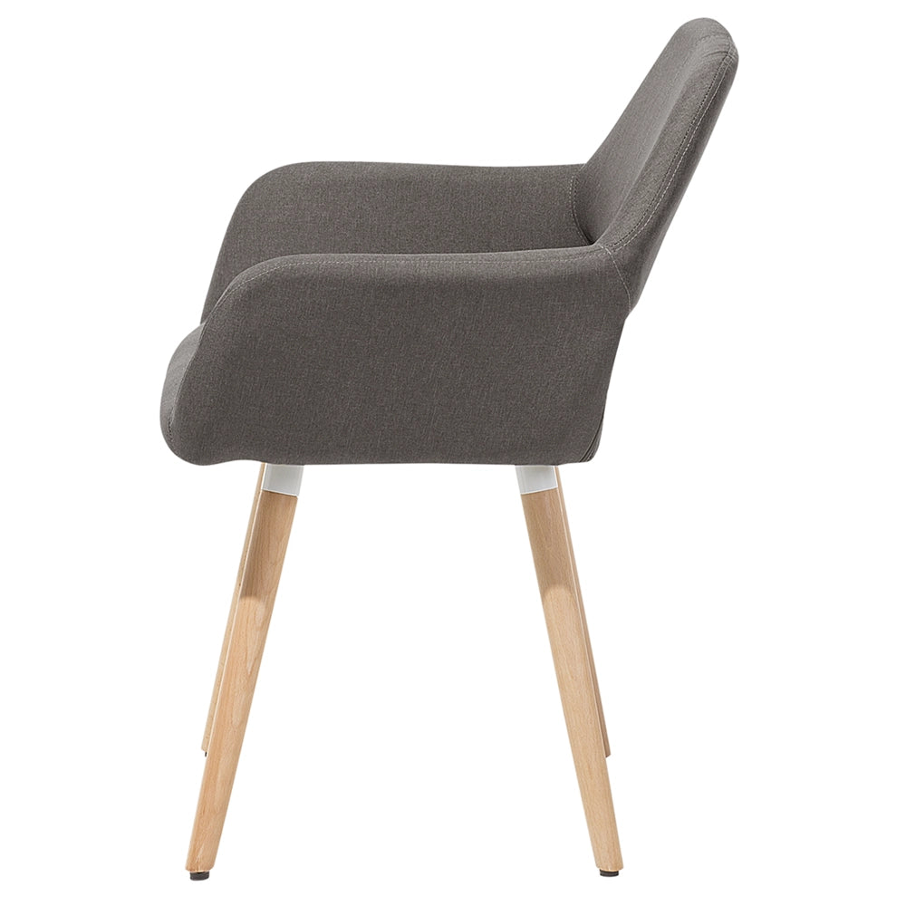 Set di 2 Sedie da Pranzo Rivestimenti in Tessuto Taupe Gambe in Legno Chiaro Stile Moderno Eclettico