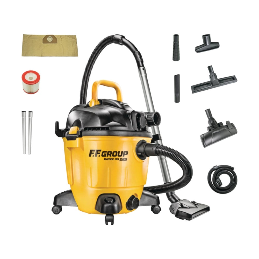 Ff group wdvc 35 pro aspirapolvere a secco e umido da 1200w con attacco per elettroutensili - uso professionale
