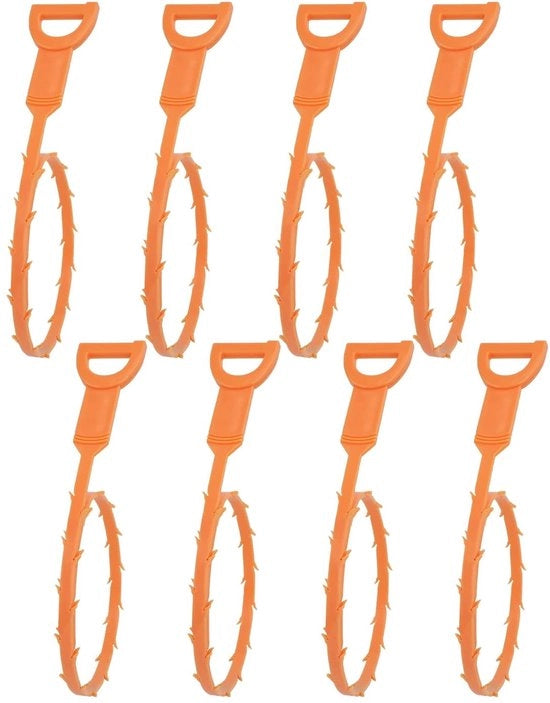Pulitore di canaline 8 pezzi - Strumento di rimozione di ostruzioni dei canali - Spazzola per capelli - Attrezzo di pulizia - Materiale PP flessibile - Lunghezza 52 cm - Pulitore di scarichi