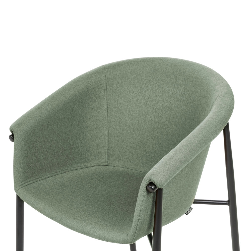 Set di 2 sedie da pranzo con imbottitura in tessuto verde Seduta da pranzo dal design moderno e contemporaneo