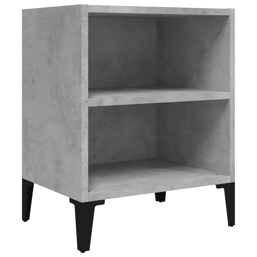 Comodino con Gambe in Metallo Grigio Cemento 40x30x50 cm 805805