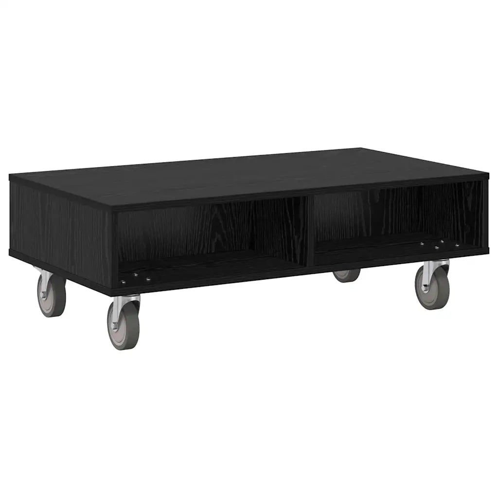 Tavolino | Tavolo laterale con Ruote Rovere Nero 90 x 50 x 30 cm