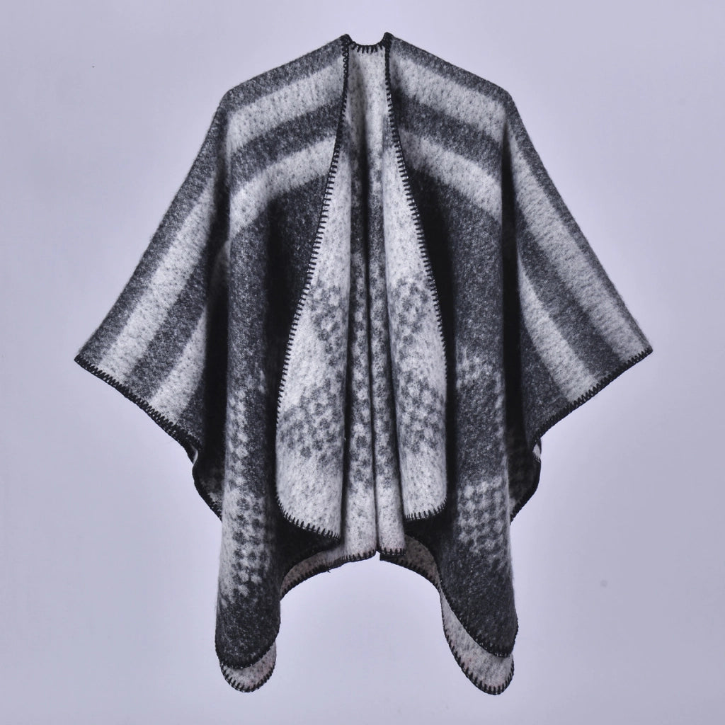 Nuovo cappotto da donna in cashmere caldo, stile scialle retr¨°, con mantella spessa.