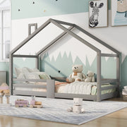Letto Casetta per Bambini con Protezione Anticaduta ¨C MINIMAL ¨C Pino Grigio 90x200