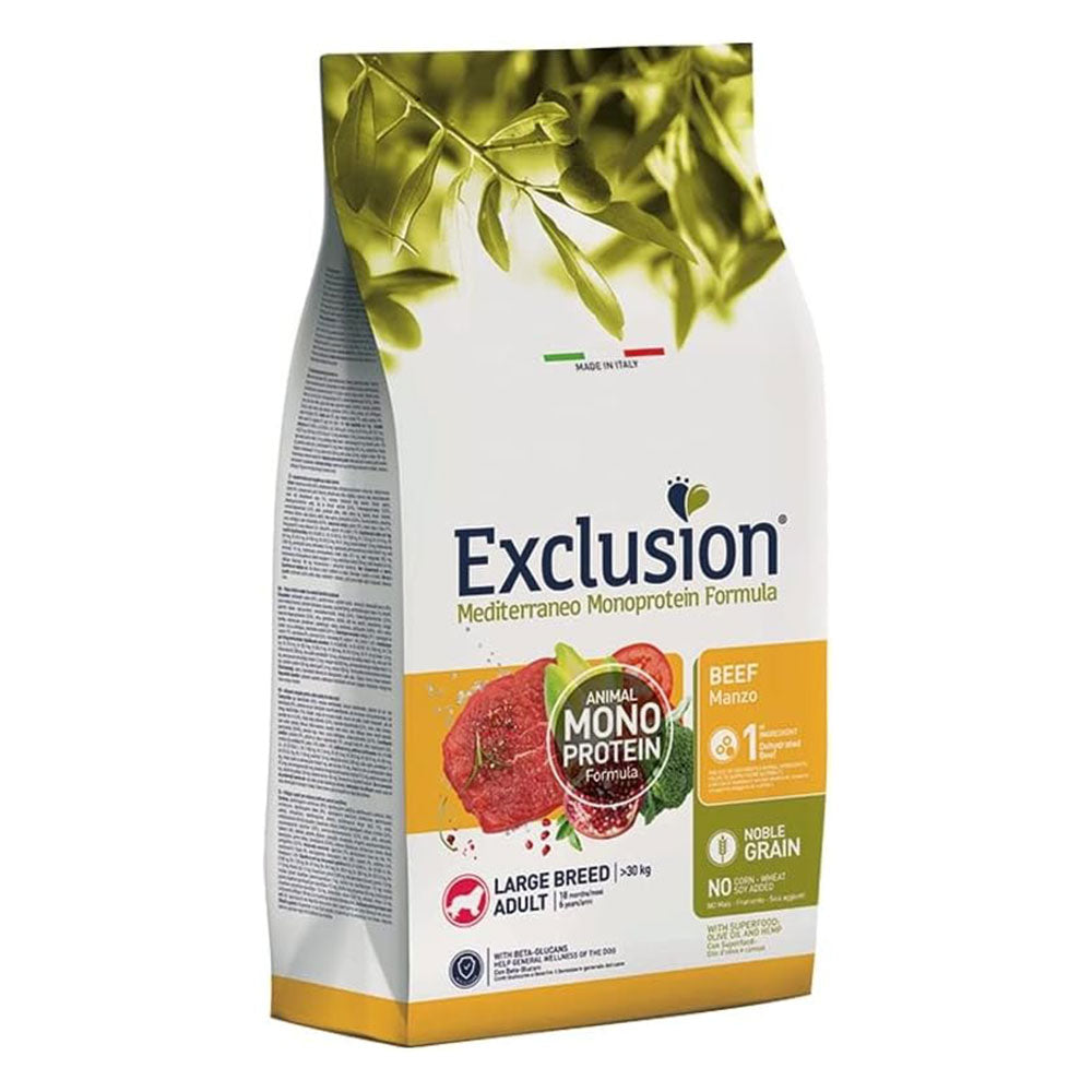 Exclusion Dog Mediterraneo Monop Noble Grain Adult Large Breed Manzo 12kg