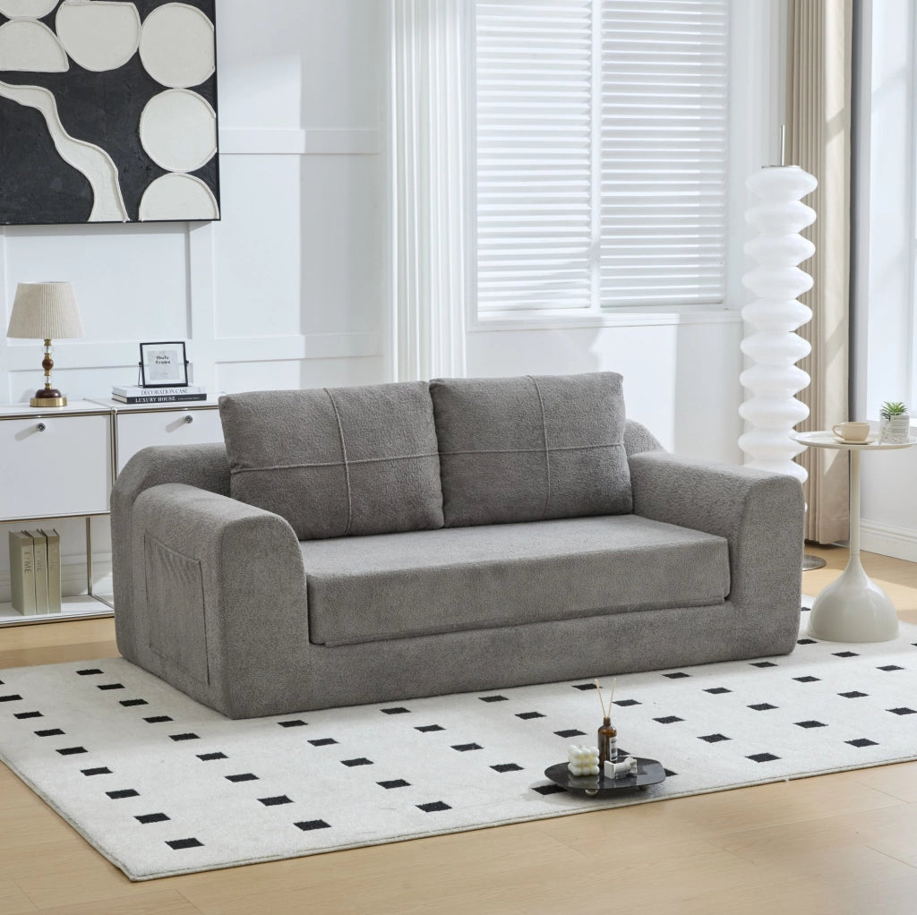 Divano letto da pavimento 2 in 1 in velluto grigio scuro