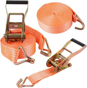Cinture di Legatura - 3 kg - Pacchetto da 2 - 10 m x 50 mm - Cinture di Legatura con Ganci - Per Trailer - Motocicletta - Auto - Merci