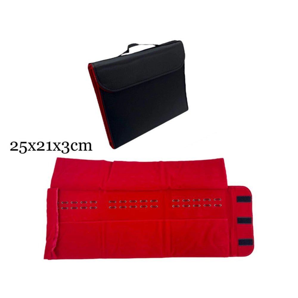 Trade Shop - Custodia Porta Orologi Da Viaggio 25x21x3 Cm Organizer Multi Slot Con Chiusura -