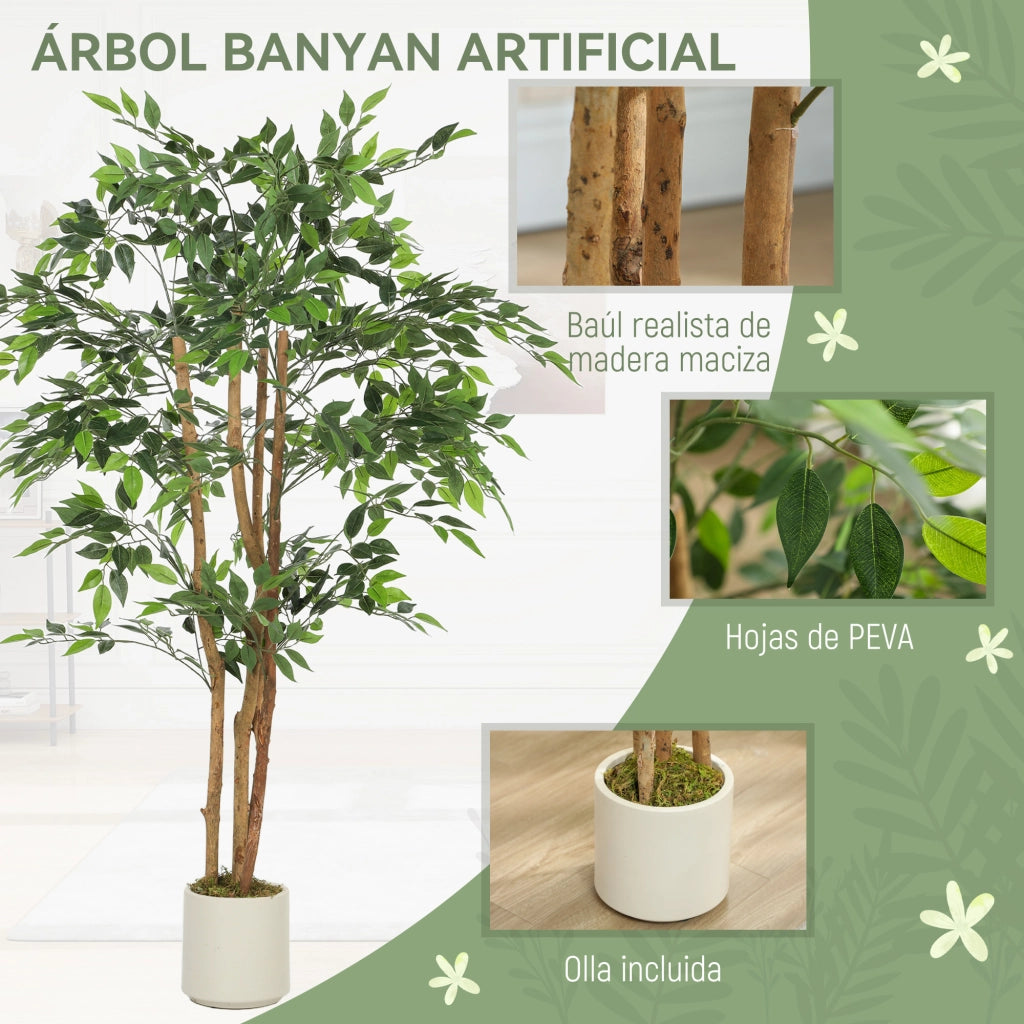 Pianta Artificiale Ficus 150 cm ¨C Xylo ¨C 1116 Foglie con Vaso Verde Decorativo per Interni