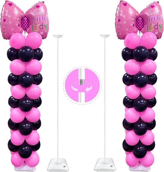 Stand per palloni in metallo - altezza regolabile - set da 2 - nero - metallo - 40 cm a 3,2 m