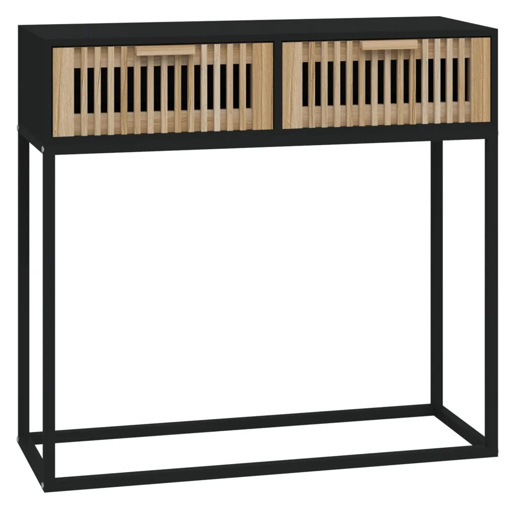 Tavolino Consolle | Tavolo d'Ingresso Nero 80x30x75 cm Legno Multistrato e Ferro