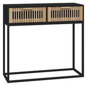 Tavolino Consolle | Tavolo d'Ingresso Nero 80x30x75 cm Legno Multistrato e Ferro
