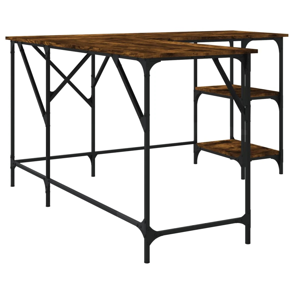 Scrivania da ufficio postazione di lavoro mobile per computer studio rovere affumicato 139 x 139 x 75 cm legno ingegnerizzato marrone 02_0023575