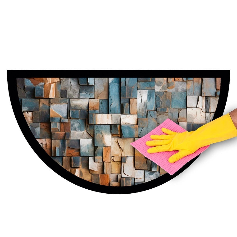 Zerbino Gomma Sostenibile 40X70 Antiscivolo Ingresso Interno Esterno Moderno Semiluna Dis.MF