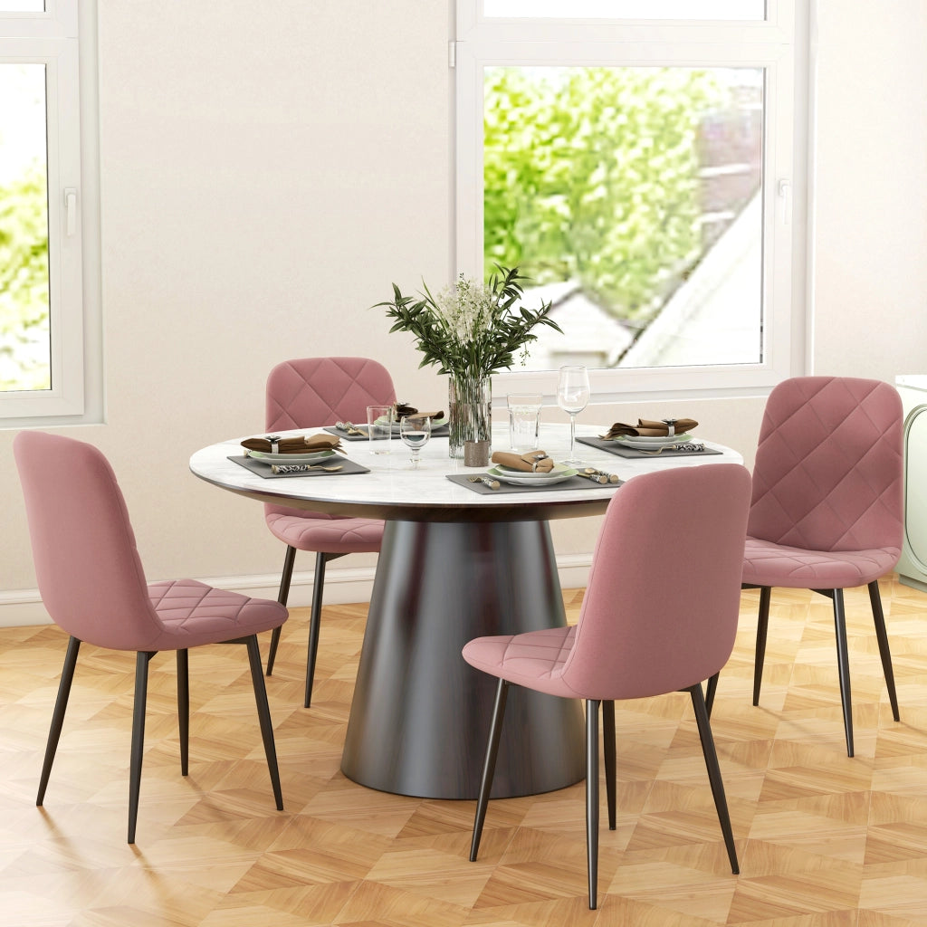 Set di 4 Sedie da Pranzo con Schienale in Velluto ¨C zephmum ¨C Rosa 45x54x87 cm