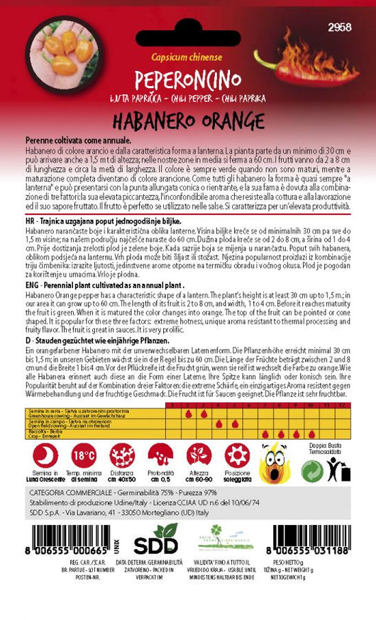 HOT PEPPERS HABANERO ORANGE