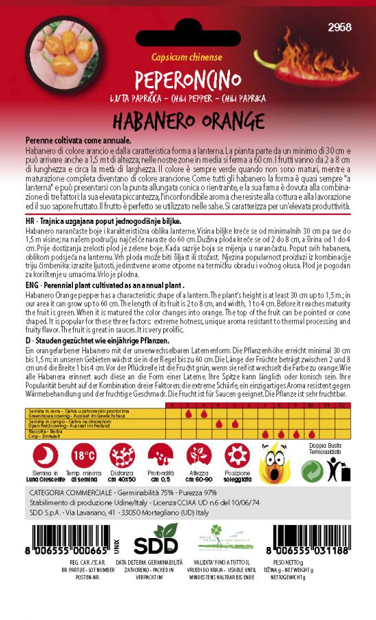 HOT PEPPERS HABANERO ORANGE