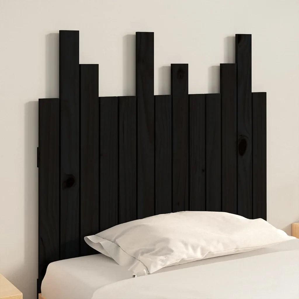 Testiera da Parete Nera 82,5x3x80 cm in Legno Massello di Pino cod mxl 53154