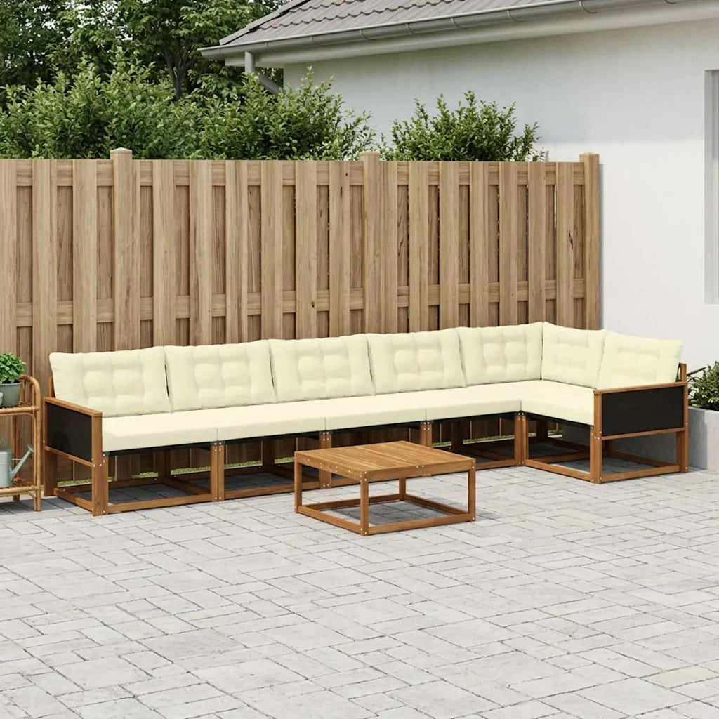 Set di divani da esterno con cuscino 7 pcs Naturale e Crema