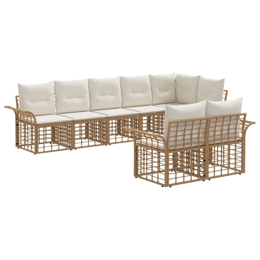 Set di divani da esterno 8 pcs Naturale e Bianco Crema