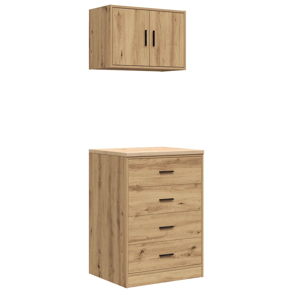 Armadi da Garage 2 pz Rovere Artigianale in Legno Multistrato 3328340