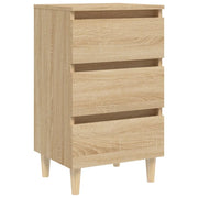 Comodino | Armadio da Notte | Mobiletto da notte con Gambe in Legno Massello Rovere Sonoma 40x35x69 cm